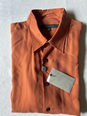 Robert Barakett Burnt Orange Men's Button-Down Shirt NWT